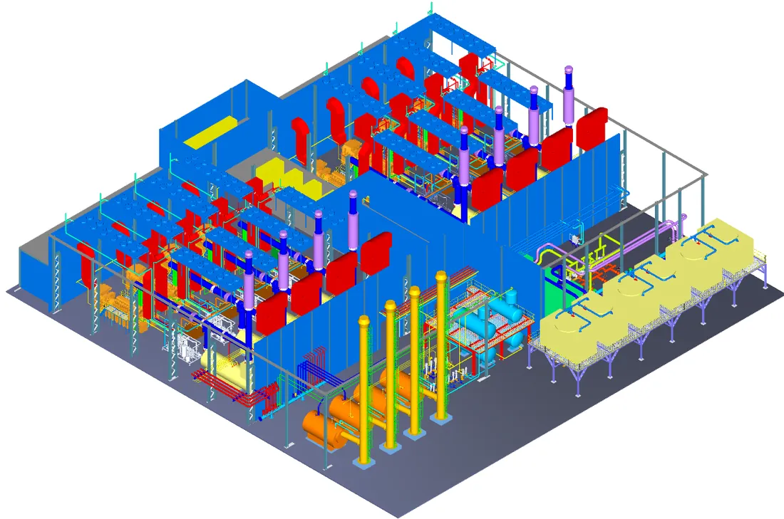 Borusan Astay trijenerasyon enerji sisteminin 3D modeli