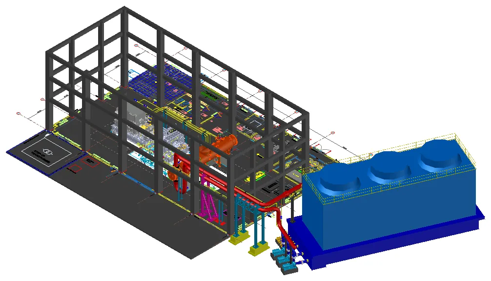 Efor Çine soğutma kulesi 3D modeli, görünüş 2